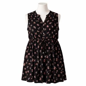 Size 1X Penningtons Sleeveless Black Floral Dress